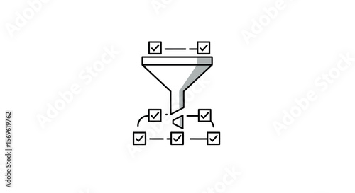 Streamlined workflow process with filter funnel and checklist icons