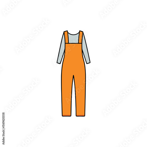 Vector art of orange overalls with a shirt isolated on white background