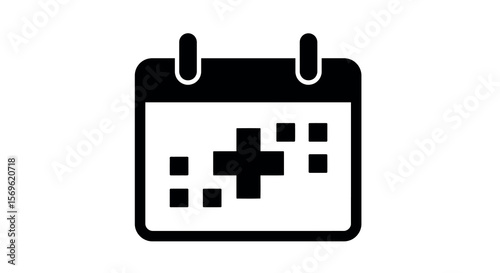 Medical calendar icon with cross sign for health and wellness scheduling