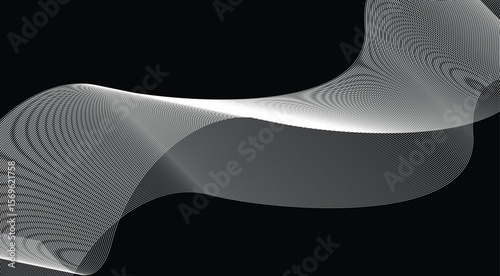 Blend Wavy Curved Black Design Abstract Background Vector Illustration