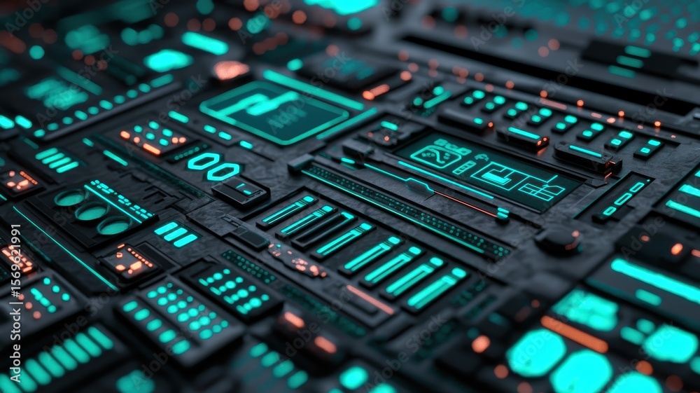 A digital hologram showing tools for DIY, over a transparent grid, glowing cyan and green lights, futuristic aesthetic, sharp details. A digital hologram showing tools for DIY, over a transparent grid, glowing cyan and green lights, futuristic aesthetic, sharp details.