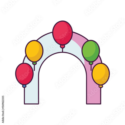 Festive archway decorated with colorful balloons for celebrations
