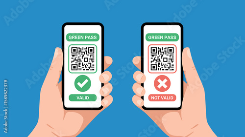 Digital Illustration Valid and Invalid QR Code Passes on Smartphones