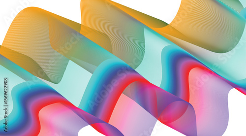 Wavy Blend Curved Gradient Multicolor Abstract Background Design Vector Illustration