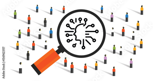 unemployment because of AI advancement and adoption of artificial intelligence and automation crowd loosing jobs employment crowd with magnifier