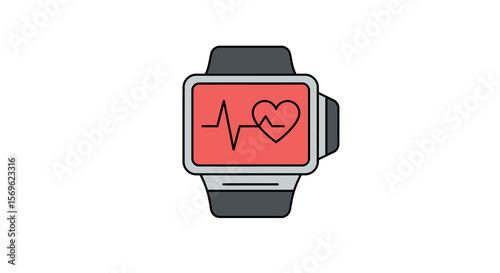 Smartwatch with heartbeat monitor display and linear design for health tracking