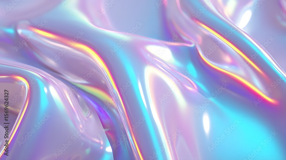 Fototapeta premium Mesmerizing holographic abstract background with iridescent reflections.