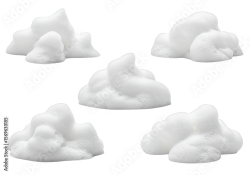 Wallpaper Mural A collection of five piles of white shaving foam or cream isolated on transparent background Torontodigital.ca