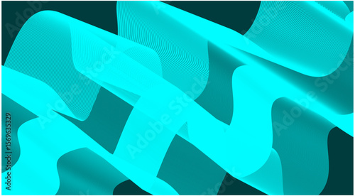 Wavy Blend Curved Background Cyan Color Abstract Design Vector Illustration