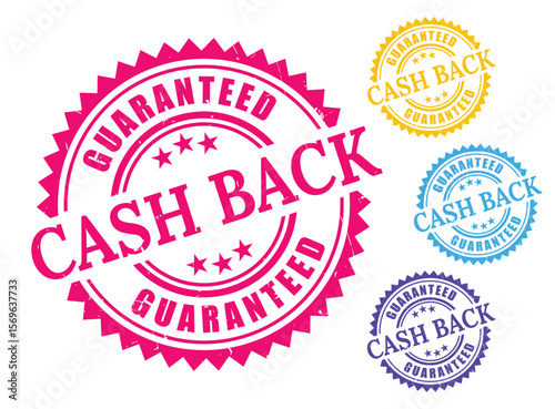 Vector Set of Cash Back Seals, Money Refund Guarantee Labels