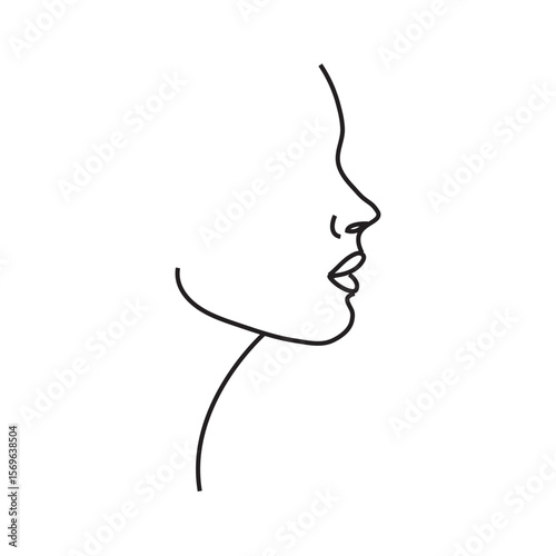  Set of stylized woman faces. Modern single line art. Woman beauty fashion concept, minimalistic style. eps10