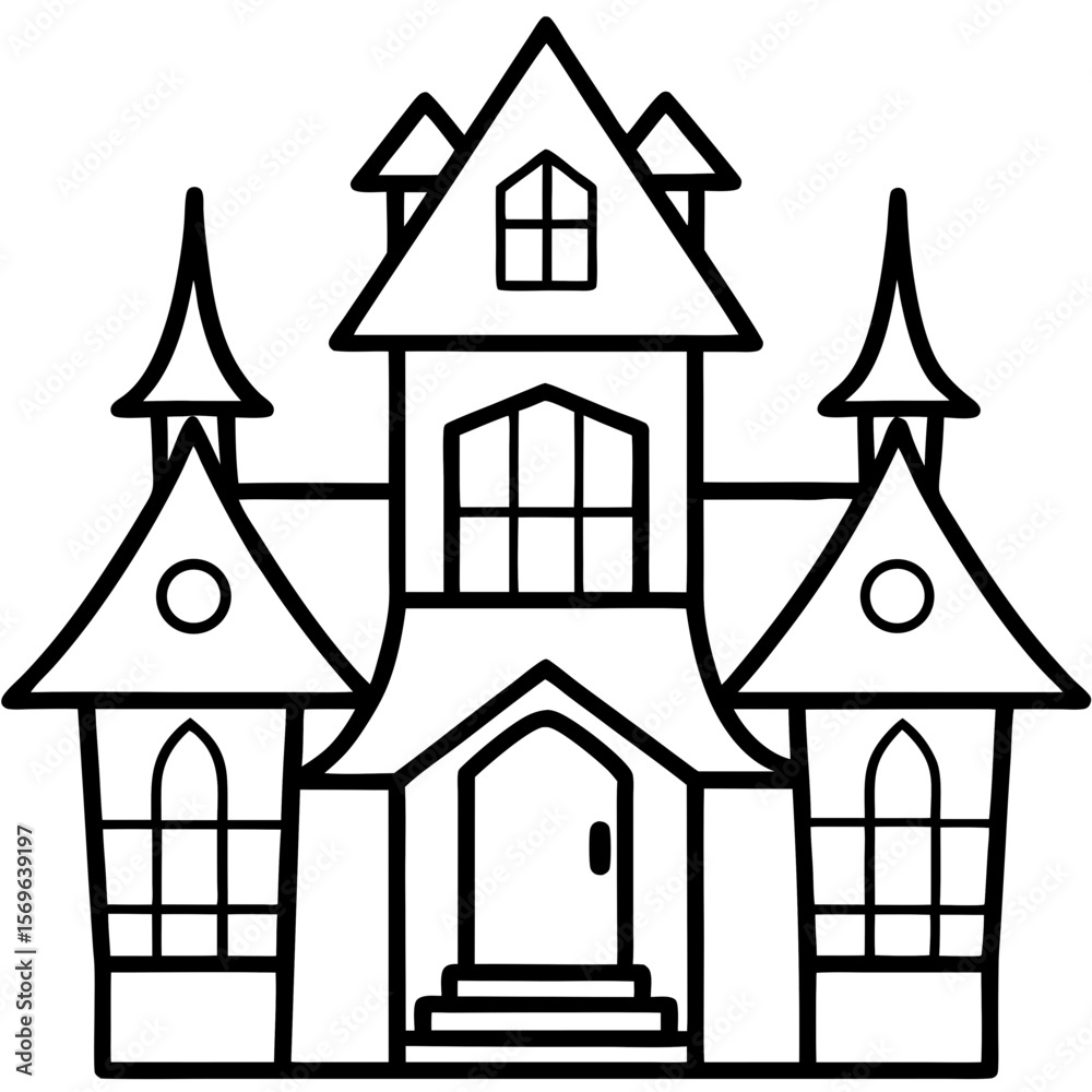 Minimal Haunted House Line Art Minimal Haunted House Line Art