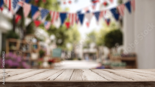 Wallpaper Mural Blurred Outdoor Juneteenth Background with Colorful Bunting and Wooden Table

 Torontodigital.ca