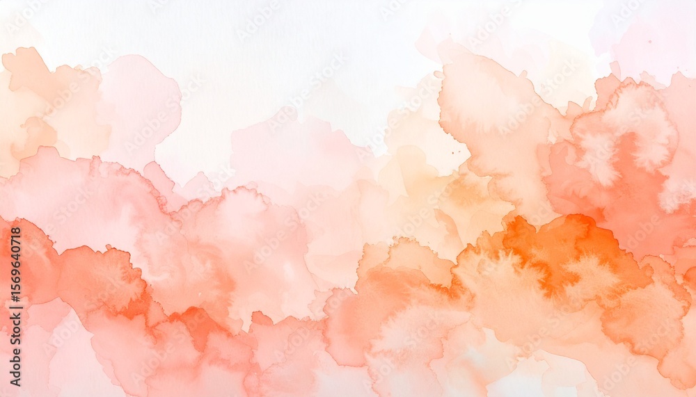 Obraz premium Watercolor Edge Texture with Peach Coral Streak Flow