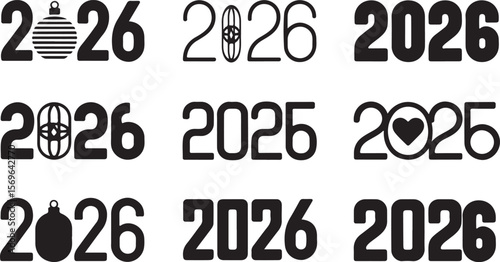 Festive year numbers with decorative elements 2026 2025