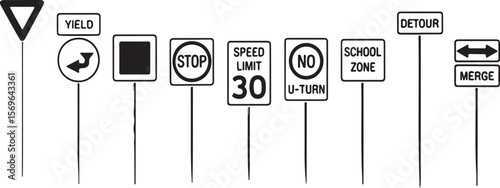 Yield stop detour speed limit school zone merge traffic signs yield sign stop sign