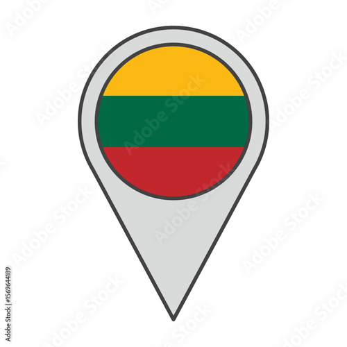 Free Download Vector illustration of a geolocation tag colored with the flag of Lithuania - GFXLoad