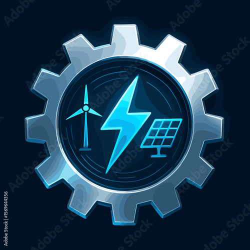 Futuristic Detailed Cogwheel Energy Technology Renewable Sources Illustration