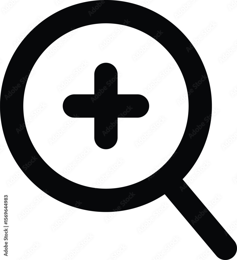 Fototapeta premium Zoom In Search Icon with Plus Symbol