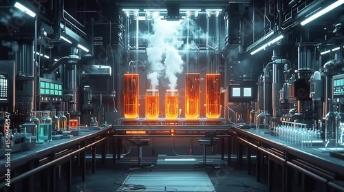 Sci-fi lab chamber futuristic science lab with glowing experiment, futuristic science lab filled with tech, futuristic science lab showcasing innovation