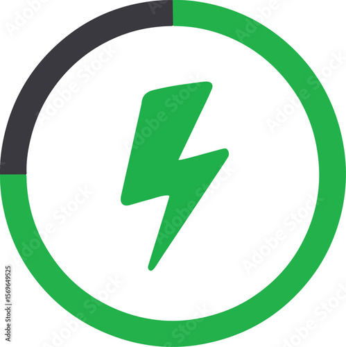 Green Charging Symbol – Battery Replenishment Icon for Energy, Power, and Electricity Concepts , 