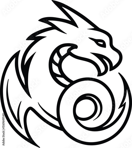 Dragon logo vector black silhouette print design