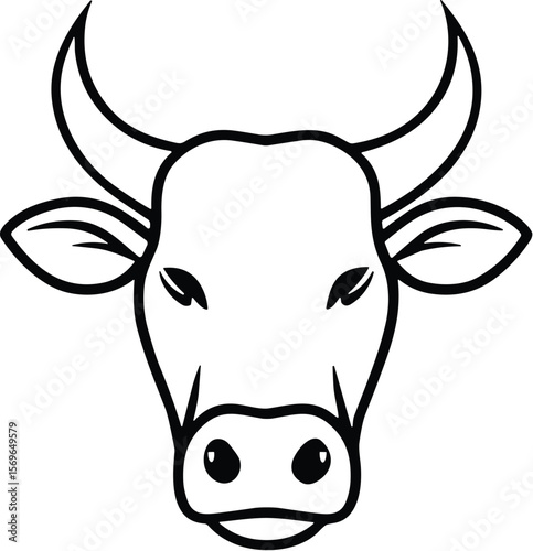 Bull head vector black silhouette print design