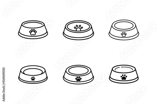 small pet food dish line art vector illustration