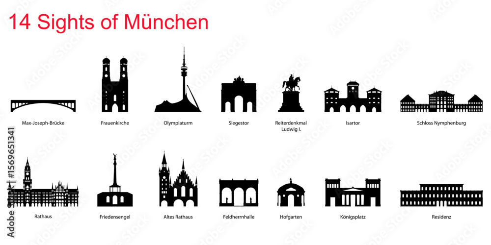 Fototapeta premium 14 Sights of Munich