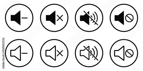 Mute sound icon . Mute sound icon set.