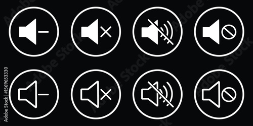 Mute sound icon . Mute sound icon set.