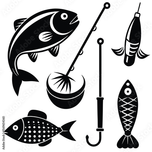 vector illustration of fishing rod
