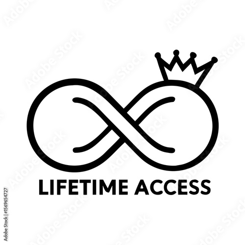 Infinity Symbol with Crown Icon for Lifetime Access Membership