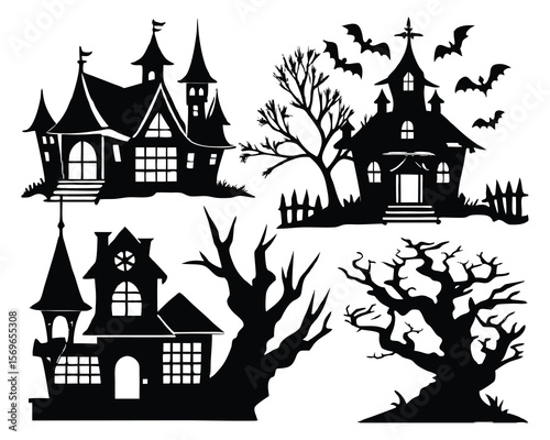 halloween castle vector illustration