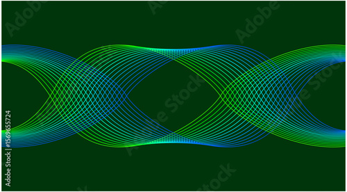 Wavy Blend Curved Background Green Cyan Gradient Abstract Design Vector Illustration