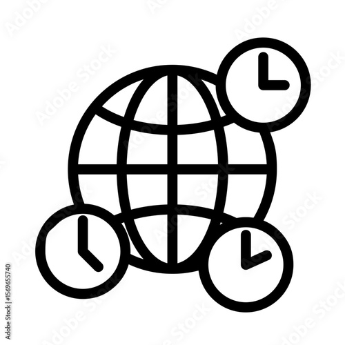 World Time Icon Representing Multiple Time Zones for Remote Team Coordination Across Global Locations