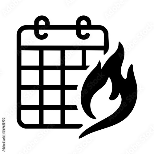 Burning Calendar Icon Representing Work Overload, Missed Deadlines, or Productivity Crisis
