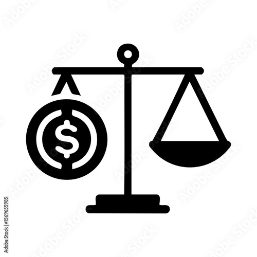 Money Balance Icon with Dollar and Scale Representing Financial Ethics and Value Judgment