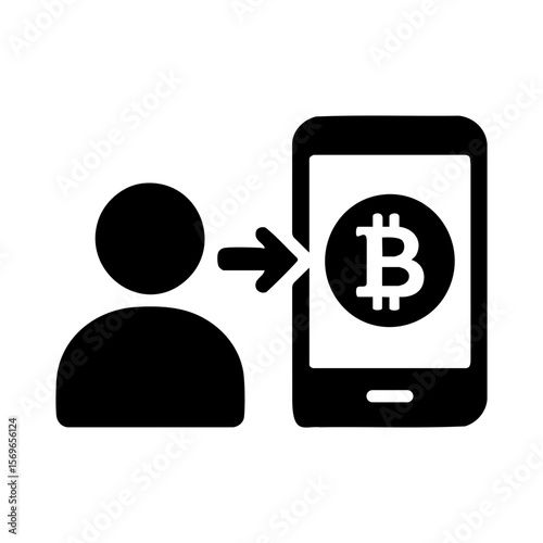 User Sending Bitcoin to Mobile Wallet Icon for Digital Crypto Transfers