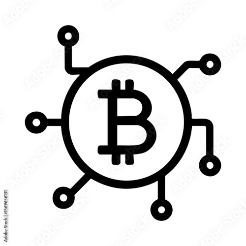 Bitcoin Network Icon Showing Cryptocurrency Connectivity and Blockchain Technology
