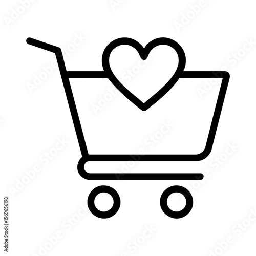 Shopping Cart with Heart Icon for Favorite Product and Wishlist Features