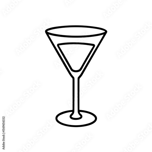 Simple black line drawing of a martini glass filled with a liquid.