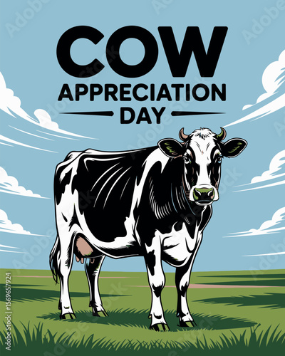 Cow Appreciation Day Cartoon Poster Dairy Farm Animal Art