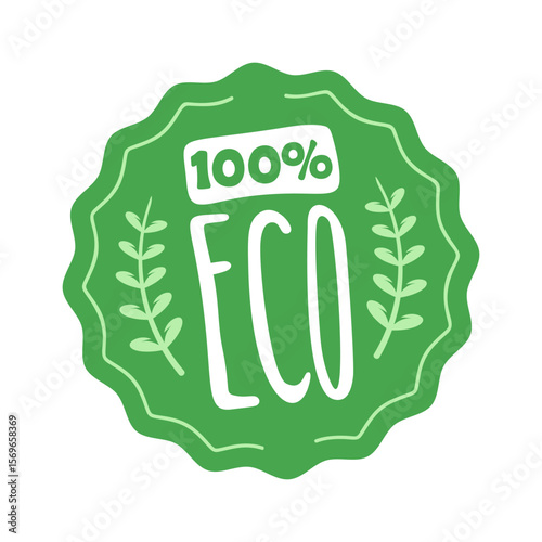 100 percent natural badge cartoon label