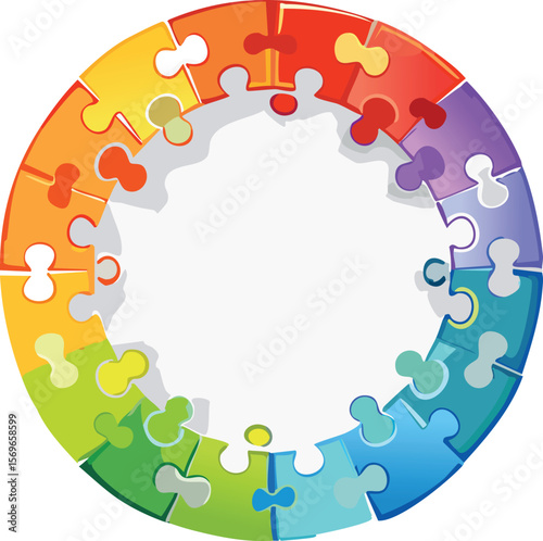 Circular Puzzle Piece Frame Ideal for Teamwork and Learning Themes