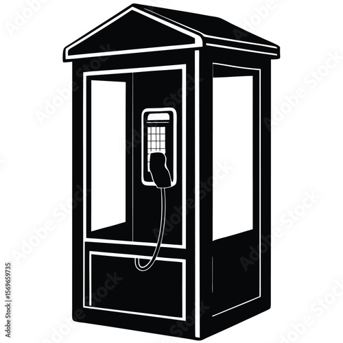 vector illustration of an office building with a payphone