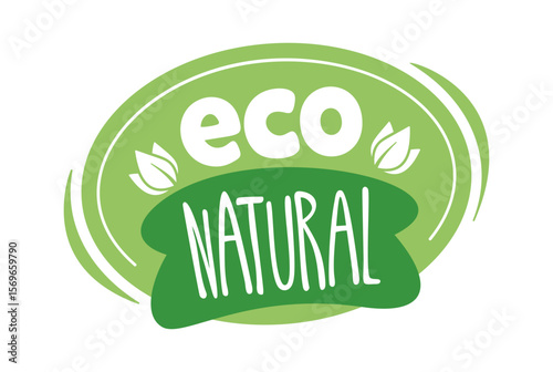 Eco natural food badge cartoon