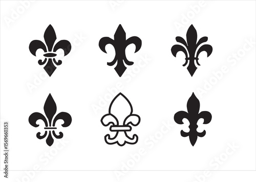Fleur de lis Vector Icon Set, classic fleur de lis silhouette vector.