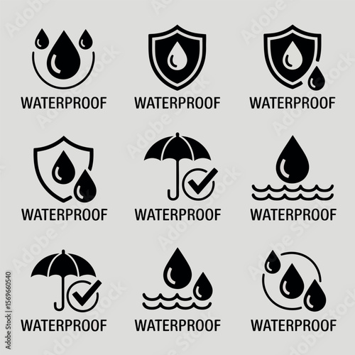 Eight Black Water Icons Drops Waves and More