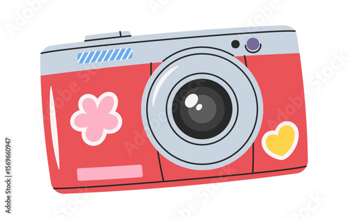 Red girlish vintage digital camera